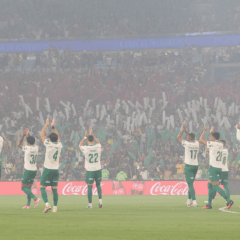 O time da SE Palmeiras, em jogo contra a equipe do Fluminense FC, durante partida v&aacute;lida pela semi final, ida, da Conmebol Libertadores, no Est&aacute;dio Maracan&atilde;. (Foto: Cesar Greco/Palmeiras/by Canon)
