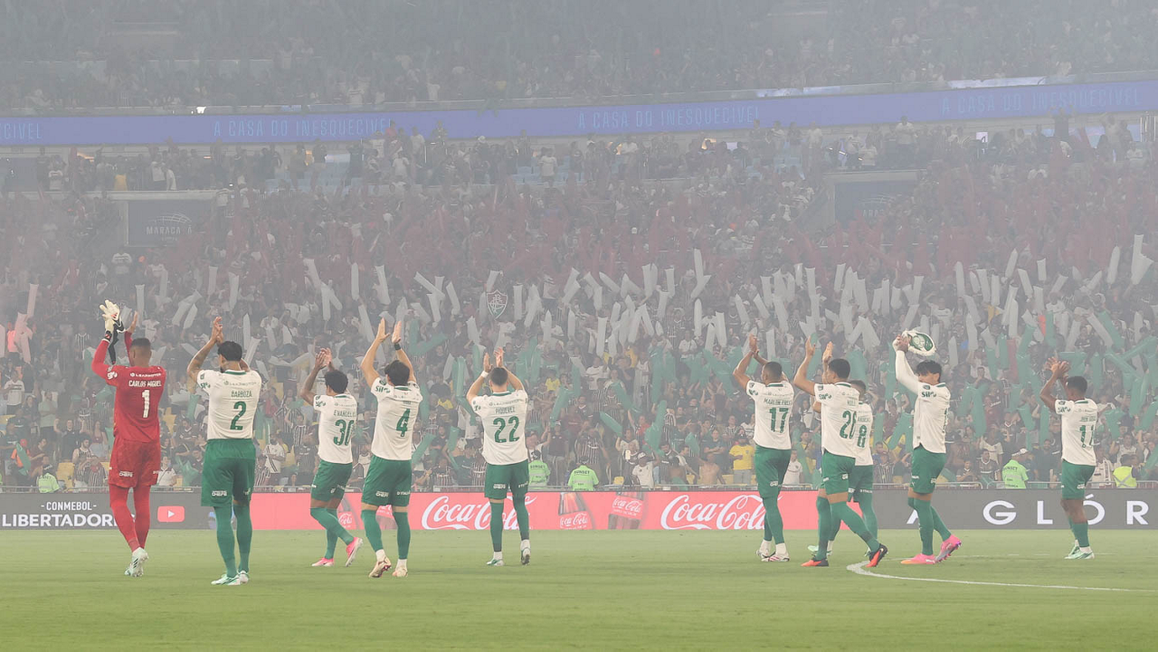 O time da SE Palmeiras, em jogo contra a equipe do Fluminense FC, durante partida válida pela semi final, ida, da Conmebol Libertadores, no Estádio Maracanã. (Foto: Cesar Greco/Palmeiras/by Canon)
O time da SE Palmeiras, em jogo contra a equipe do Fluminense FC, durante partida válida pela semi final, ida, da Conmebol Libertadores, no Estádio Maracanã. (Foto: Cesar Greco/Palmeiras/by Canon)