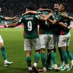 Jogadores do Palmeiras comemoram na goleada no D&eacute;rbi (Foto: Cesar Greco/Palmeiras)